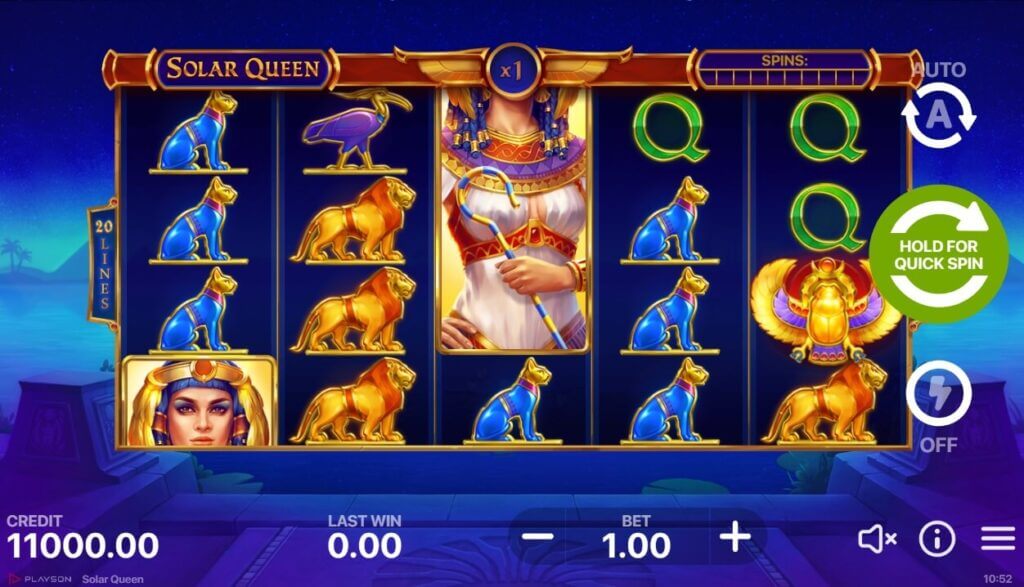 Die Grafik des Slots Solar Queen