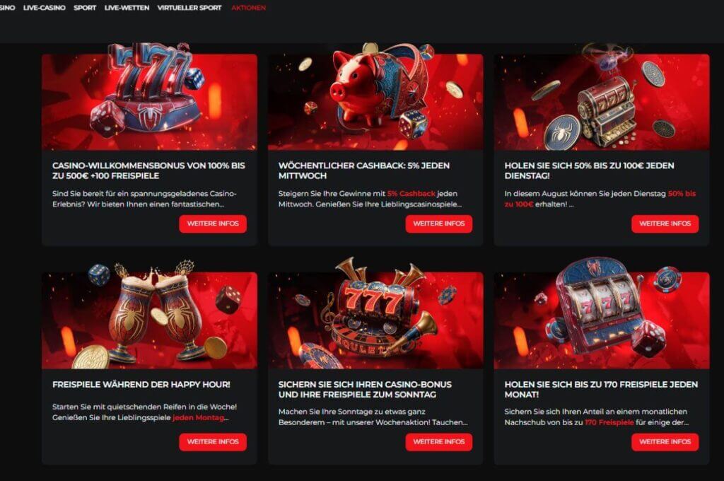 Spiderbets Casino Aktionen