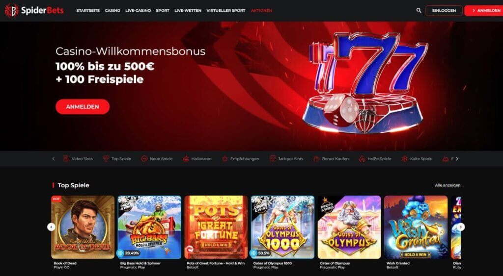 Spiderbets Casino Startseite