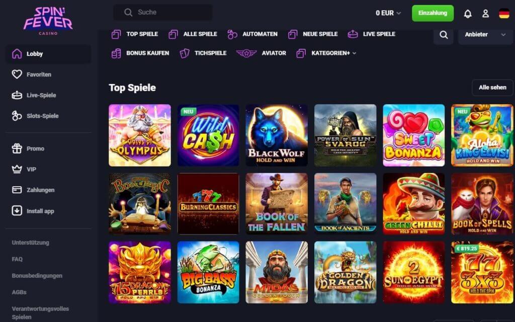 Auf der Tanzfläche des Spin Fever Casinos tummeln sich beliebte Slots, Tischspiele und mehr