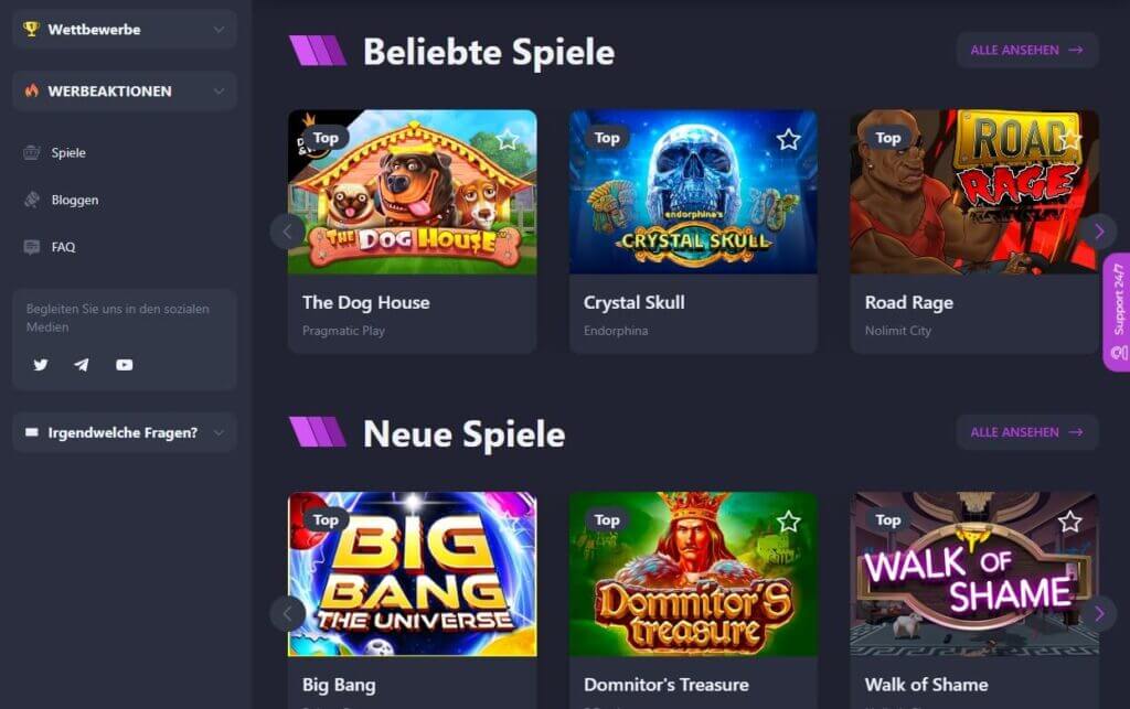 Im Vera Casino stehen Ihnen 10.000+ Casino Spiele zur Auswahl. Darunter reichlich Slots