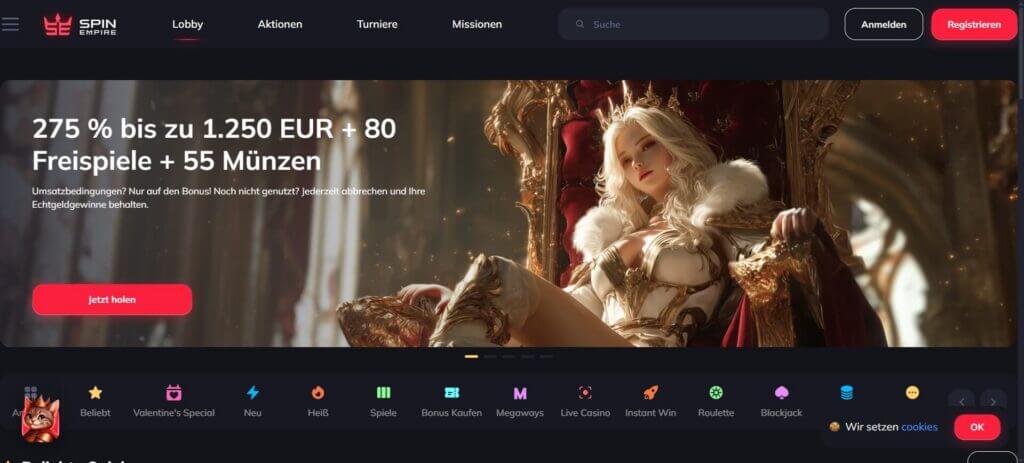 Eine Königin herrscht über das Spinempire Casino