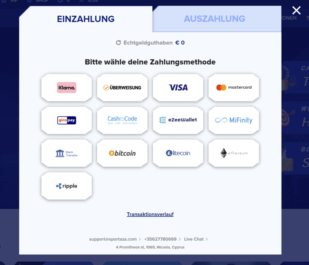 Sportaza Casino Einzahlung