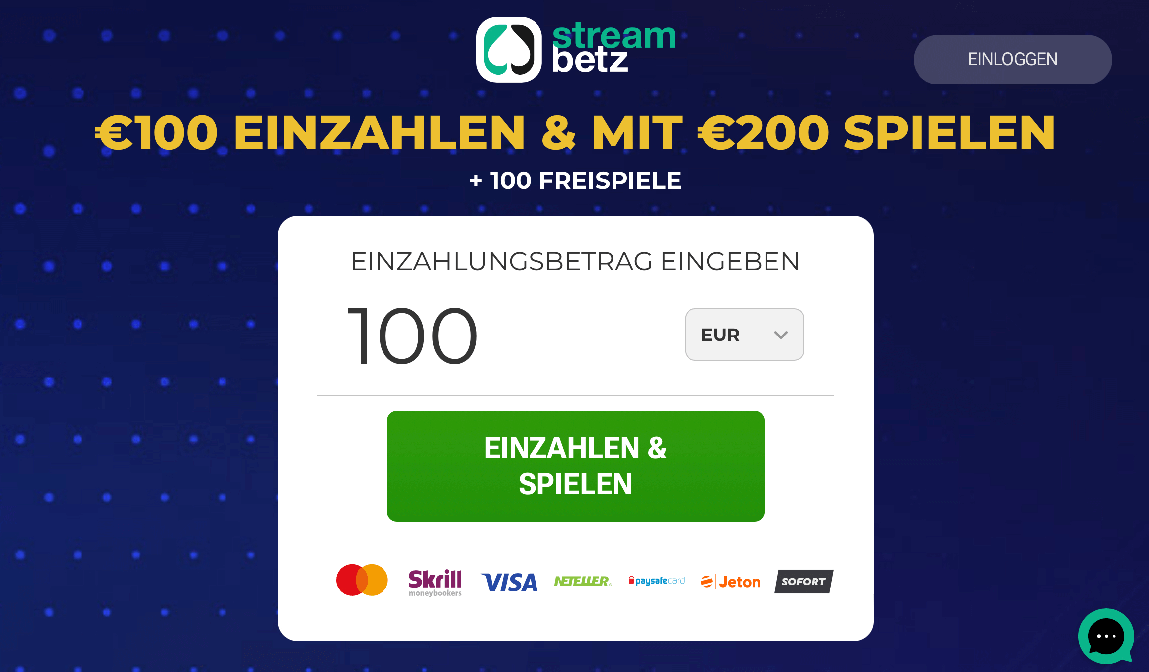 100 % Willkommensbonus bei StreamBetz