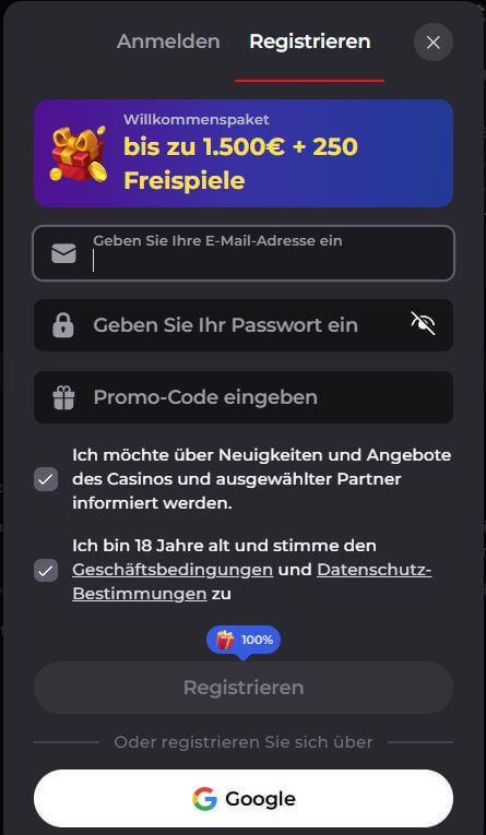 TurboWinz Casino Anmeldeprozess