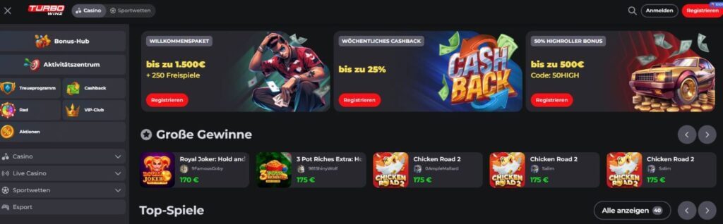 Turbo Winz Casino Seite