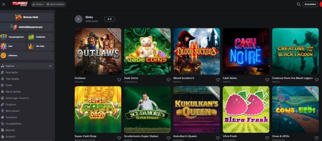 TurboWinz Casino Spielauswahl