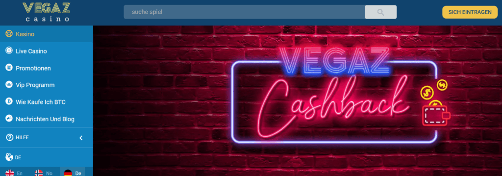 Vegaz Casino - Cashback