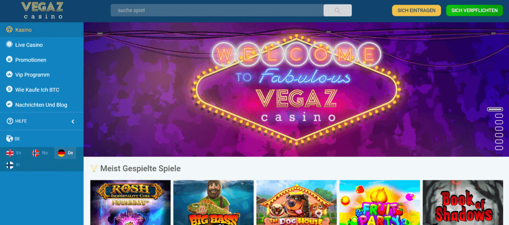 Vegaz Casino - Slots Lobby