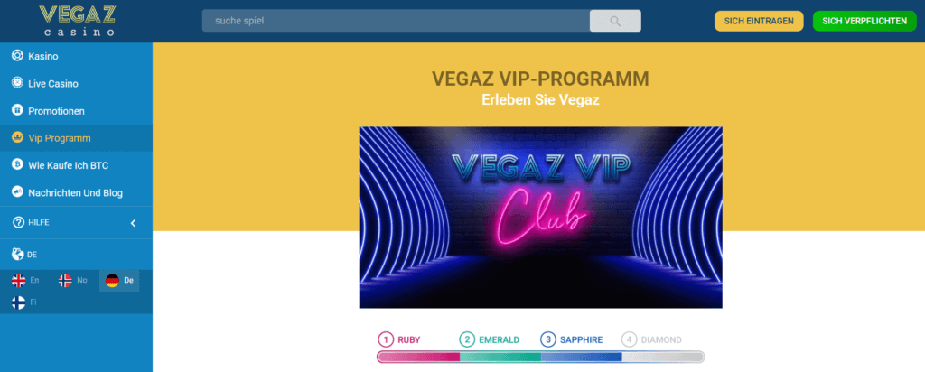 Vegaz Casino - VIP