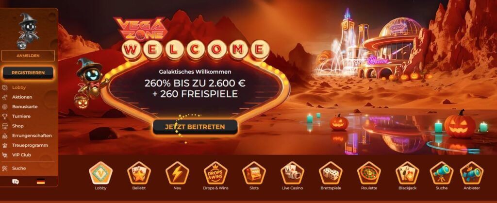 Vegazone Casino Startseite