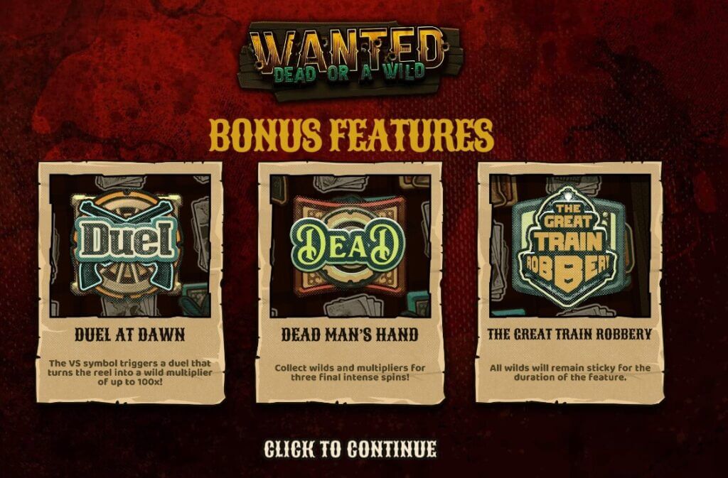 Lösen Sie die drei Bonusrunden des Slots Wanted Dead or a Wild über die Bonus Buy Option sofort aus