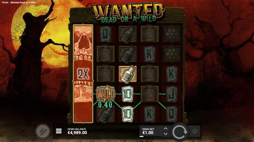 Ein Wild verhilft beim Slot Wanted Dead or a Wild zu einem Gewinn 