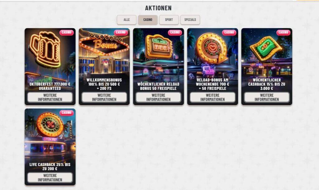Wyns Casino Aktion