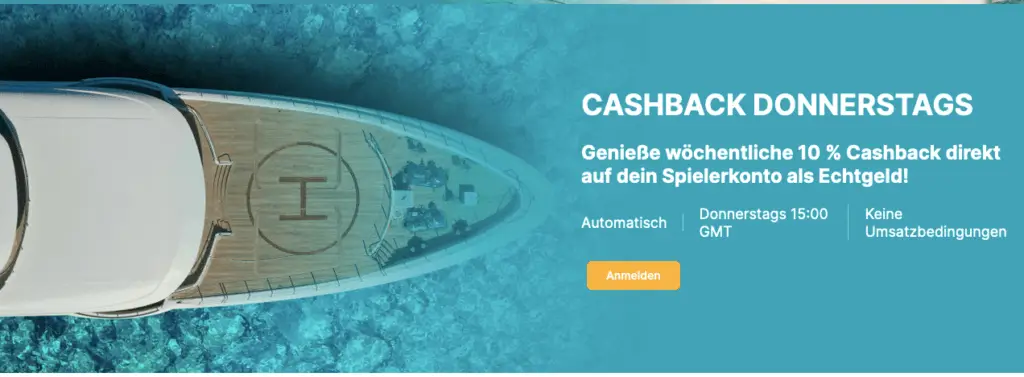 Cash Back Angebot im Yolo Casino