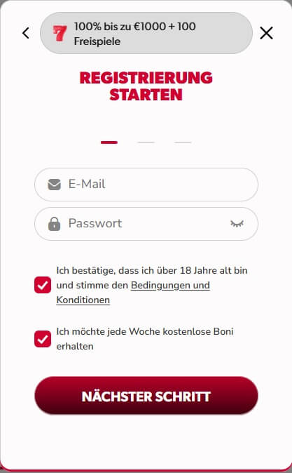Die Betista Registrierung ist schnell erledigt