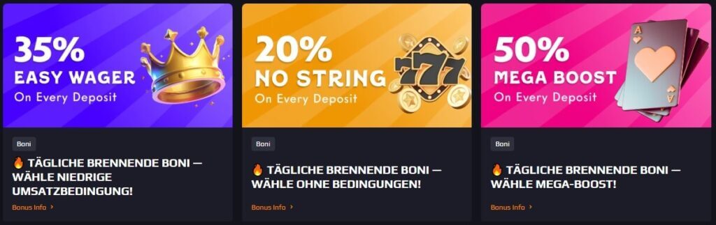 Eine kleine Auswahl des Blazespins Bonusangebots