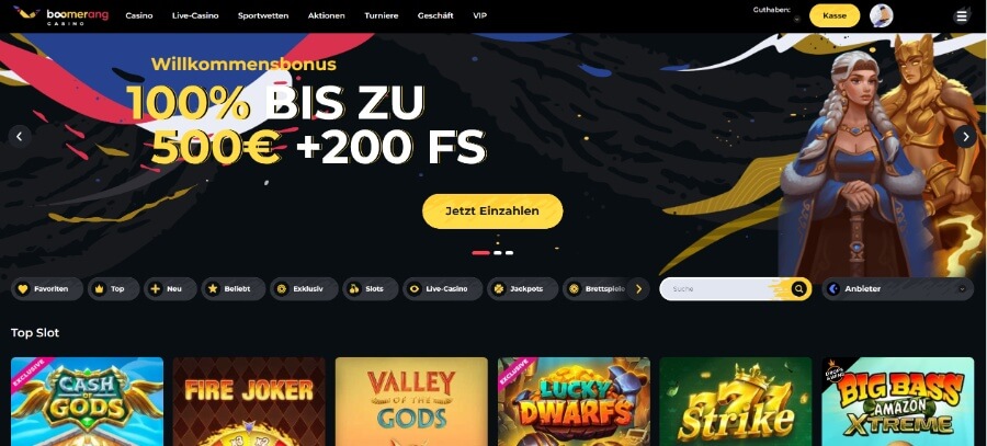 Willkommen im Boomerang Casino