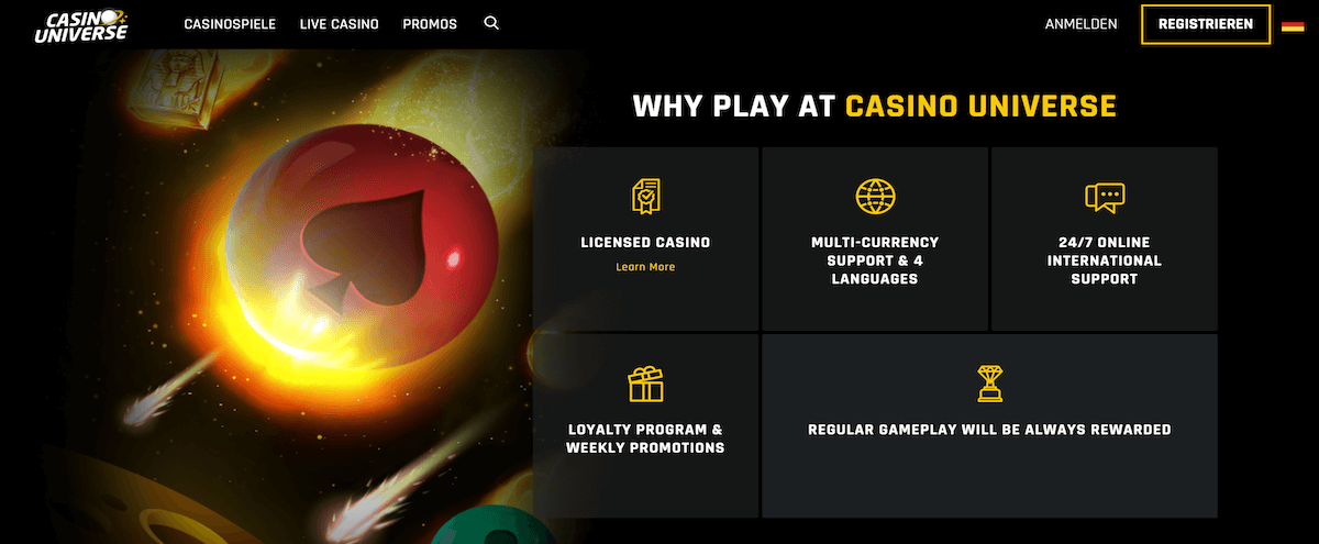 Wieso bei Casino Universe spielen?