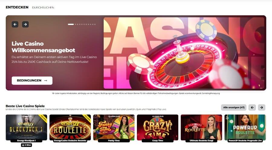 Das EnergyCasino Live Casino