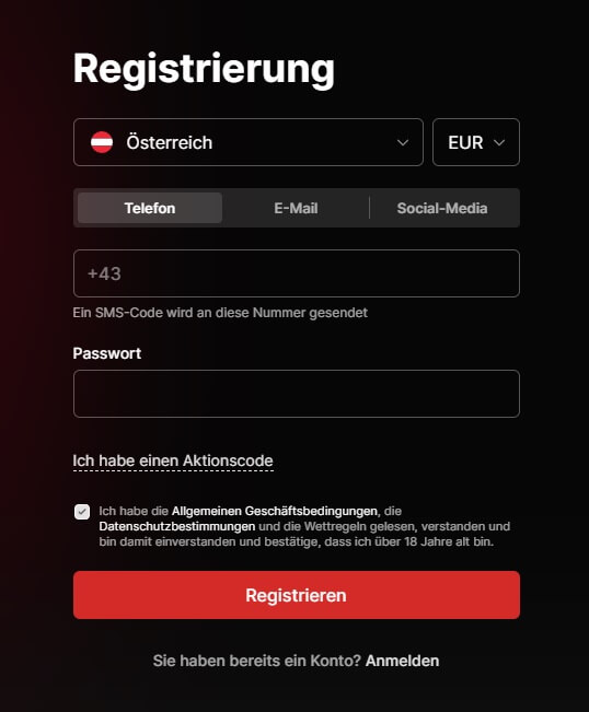 Die Fonbet Registrierung ist unkompliziert