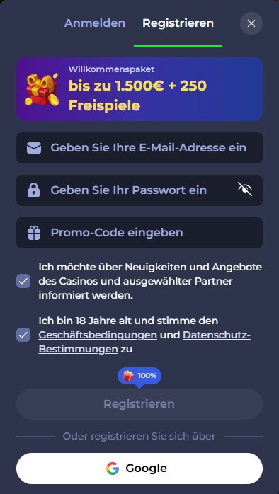 Die FridayRoll Registrierung dauert keine Minute