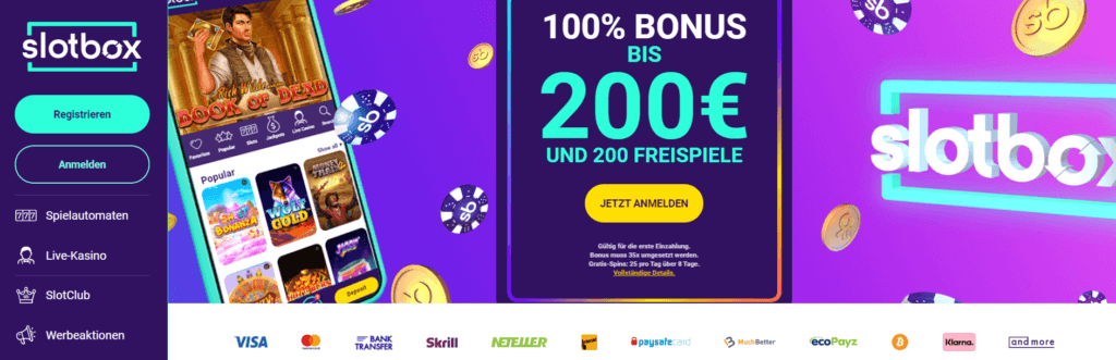 Willkommensangebot bie Slotbox