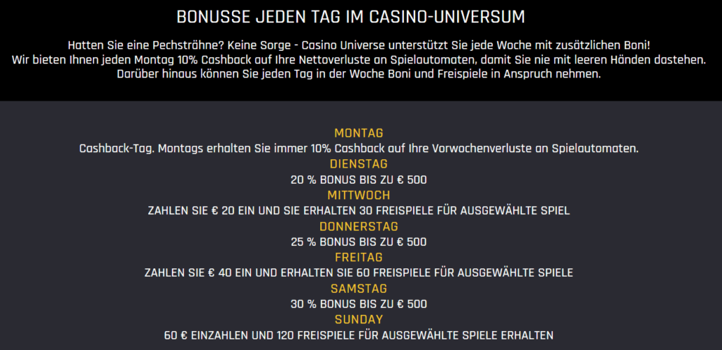 Tägliche Boni bei Casino Bonus