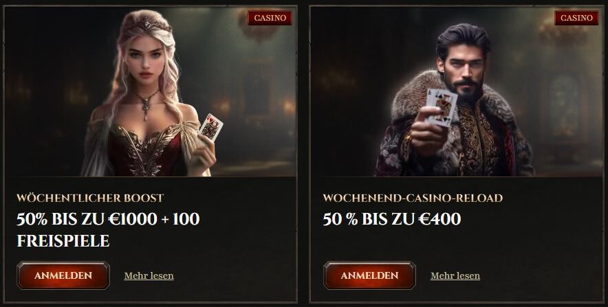 Zwei der Kyngs Casino Boni