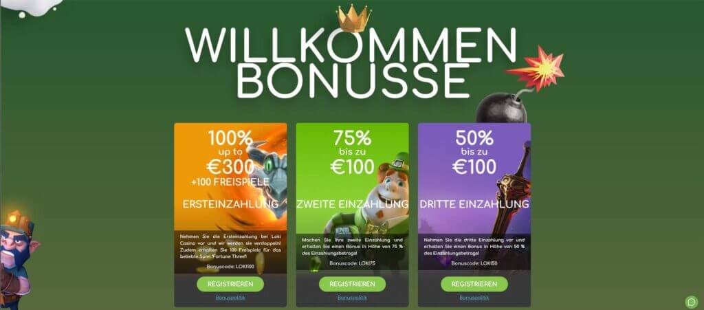 Willkommens Bonus bei LOKI Casino