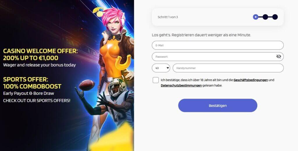 Die Lyrabet Registrierung bedarf nur wenigen Schritten