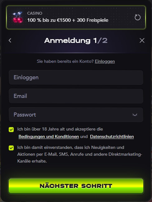 Die MadCasino Registrierung besteht aus wenigen Schritten