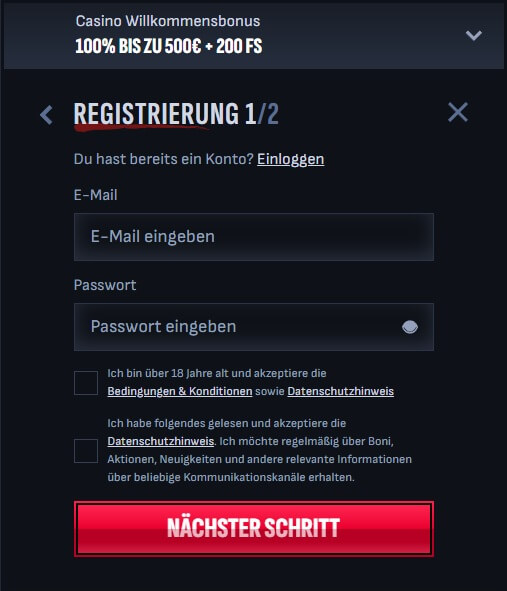 Die MafiaCasino Registrierung geht schnell