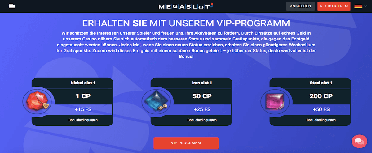 Megaslot VIP-Programm Megaslot VIP-Programm