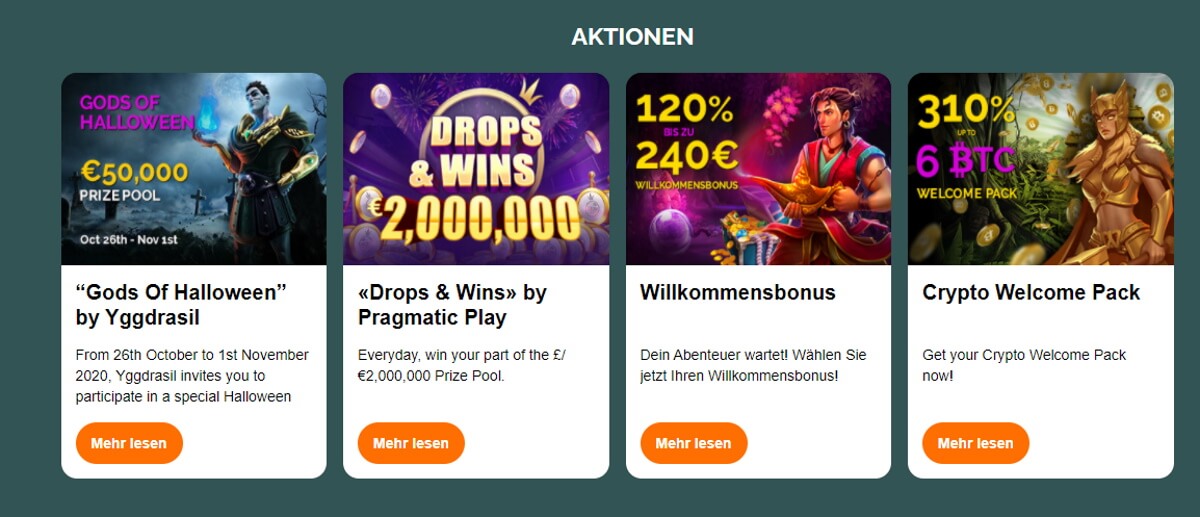 Montecryptos Willkommensbonus Aktionen