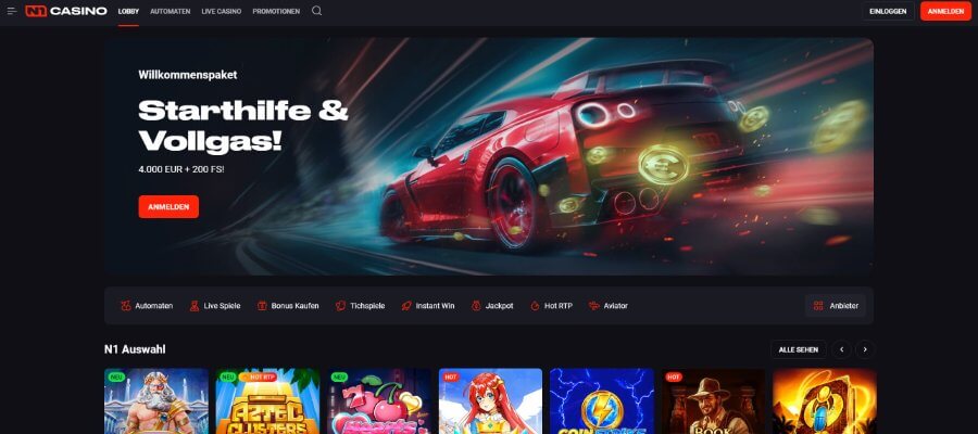N1 Casino Homepage