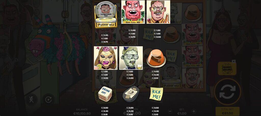 Das Thema des Office Party Slots wird in den Symbolen widergespiegelt