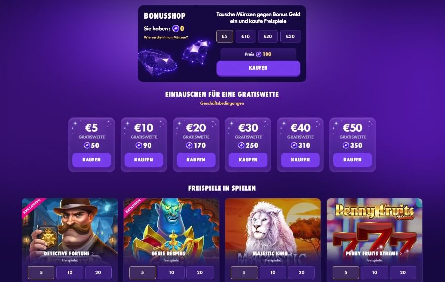 Der Bonus Shop im Polestar Casino