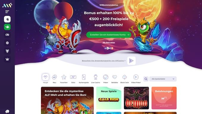 Alf Casino Frontpage