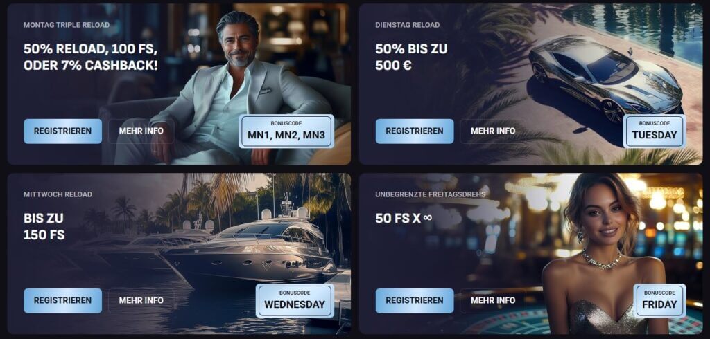 Eine Auswahl der SlotLounge Boni