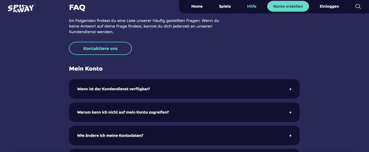 Spin Away FAQ Bereich