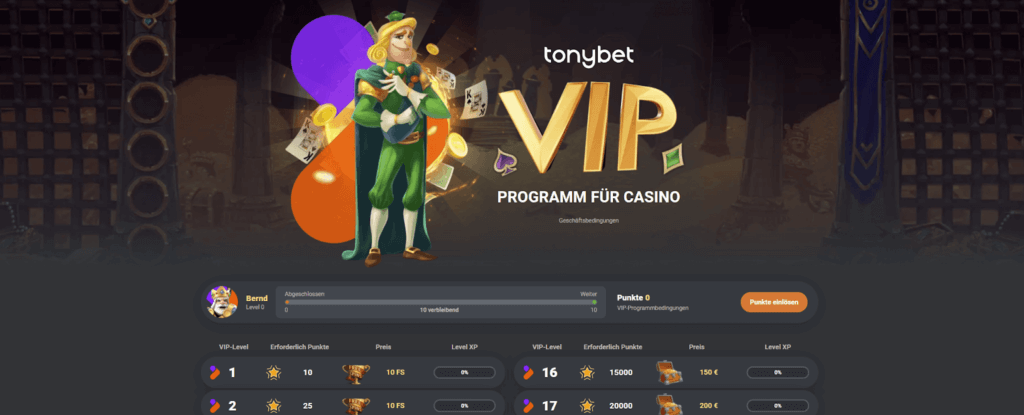 TonyBet VIP Programm