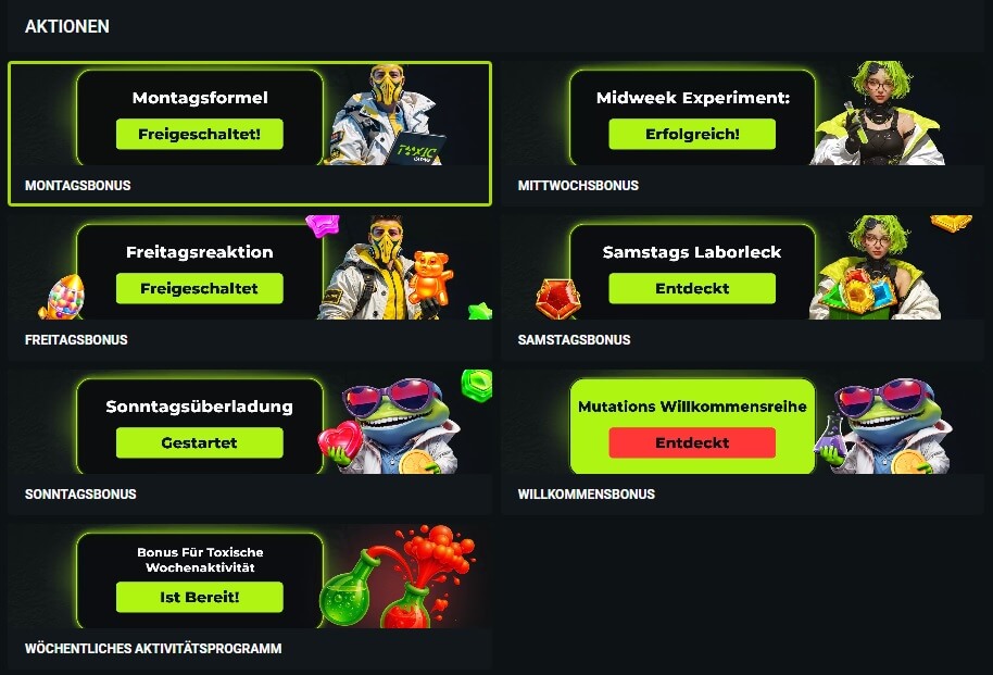 Das Bonusangebot des Toxic Casinos