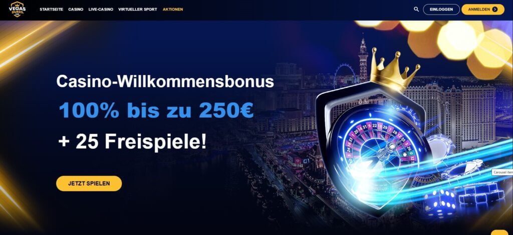 Die Vegasduke Webseite wirkt sehr modern