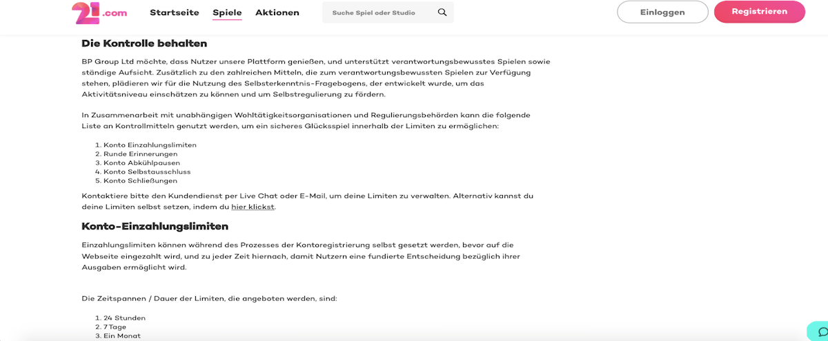 21.com Verantwortungsvolles Glücksspiel 21.com Verantwortungsvolles Glücksspiel