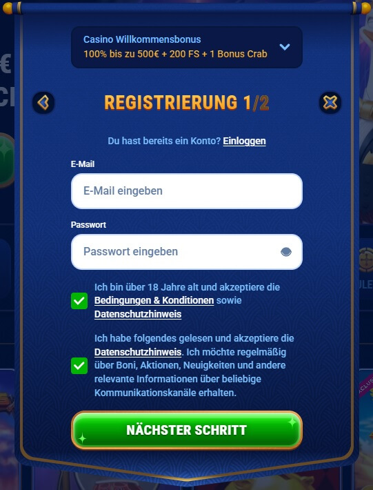 Die Win Gaga Registrierung ist schnell getan