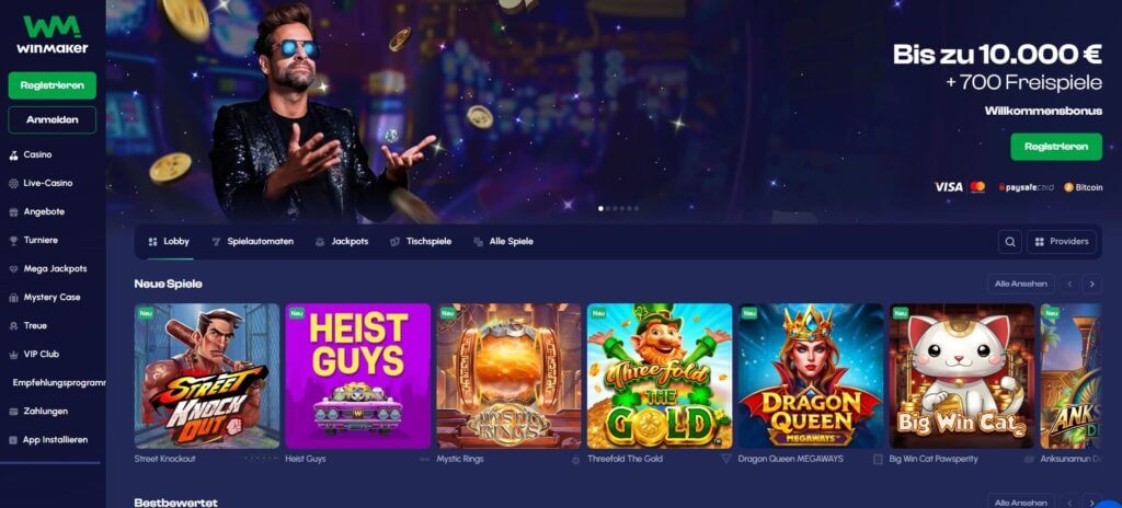 Die Winmaker Webseite bewirbt das Willkommenspaket